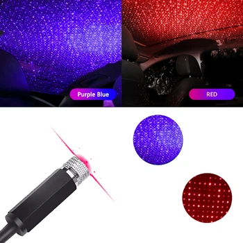 USB LED araba çatı atmosfer yıldız gökyüzü ışıkları projektör atmosfer Galaxy lambası oto iç ortam dekoratif ışık aksesuarları