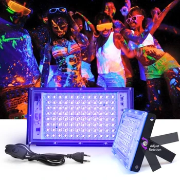 UV projektör ışıkları 50W 100W LED sahne Blacklight ultraviyole sel etkisi ışık cadılar bayramı noel dans DJ disko parti Bar