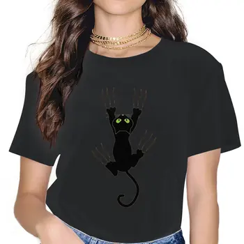 Vintage Kedi T - Shirt Kadın Ekip Boyun T Gömlek Sokak Kediler Kısa Kollu Tees Hediye Fikir Tops