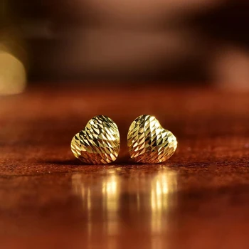 XF800 Gerçek 18K altın top küpe Saf Au750 Kulak güzel takı doğum günü hediyesi Kadınlar İçin Kalp E617