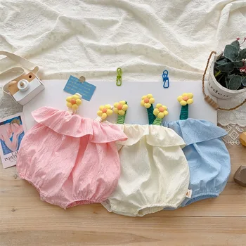 Yaz Bebek Kız Giysileri 3D çiçek Askı Kayış Romper Giyim Kızlar için yeni doğan bebek nesneleri şeyler Moda kostüm