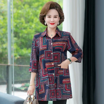 Yaz Büyük Boy Gömlek Kadın Üstleri 2023 Yeni Yarım Kollu Zarif Bluz Kadın Gömlek Gevşek Vintage Elbise