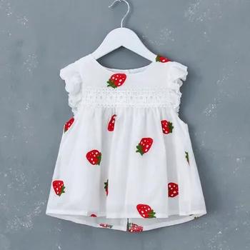 Yaz kıyafetleri Yenidoğan Bebek Giysileri Toddler Kız Elbise Karikatür Sevimli Çilek Kısa Kollu Örgü Bebek Prenses Elbise