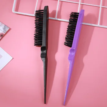 Yeni Salon Tarak Saç Alay Fırça Ahşap Saplı Geri Tarak Doğal Domuzu Kıl Saç Fırçası DIY Kuaförlük Aracı Kadınlar için