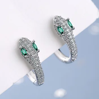 Yeni sıcak 925 Damgalı gümüş güzel kristal yılan küpe kadınlar için moda tasarımcısı parti düğün nişan takı charm hediyeler