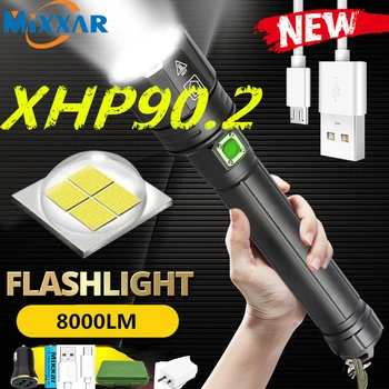 Z20 2021 yıl Hediye XHP90. 2 Ultra Güçlü 26650 LED el feneri Lambası USB Şarj Edilebilir XHP70 taktik ışık 18650 Zoom kamp Meşale