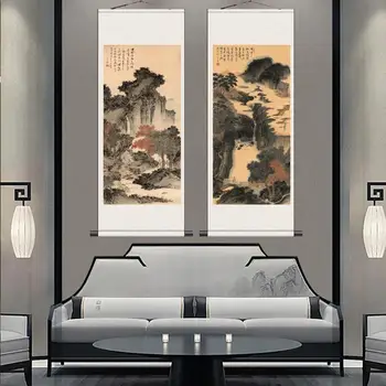 Ünlü Manzara Boyama Duvar Sanatı Qing Hanedanı Puru Kaligrafi ve Boyama Yüksek çözünürlüklü Dekorasyon Estetik Odası Dekor